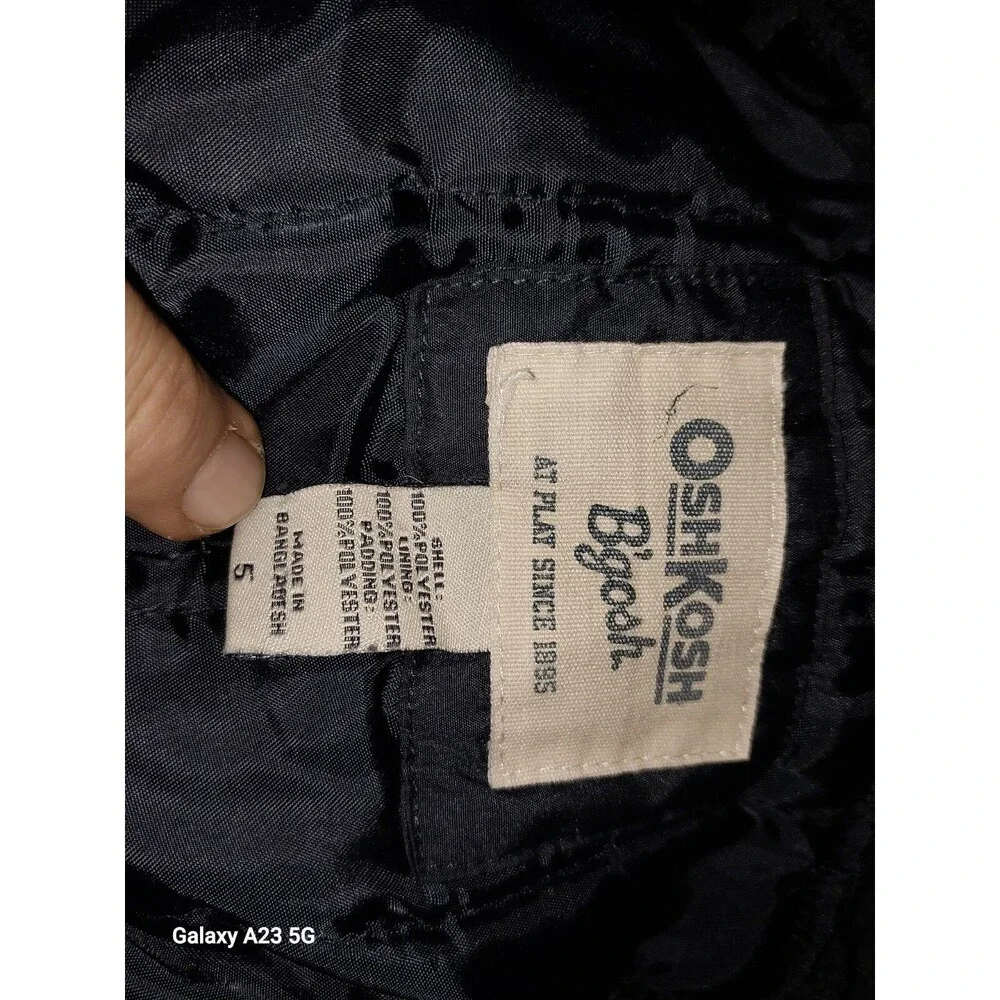 OshKosh Bgosh Navy Blue Snow Pants Adjustable Overall Bibs 5 Kids Boys / Girls